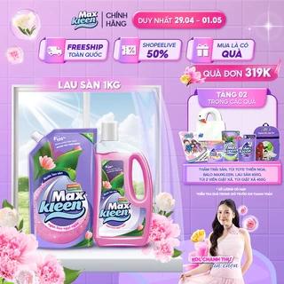 Combo Nước Lau Sàn MaxKleen Hương Ngàn Hoa Ngọt Ngào: Chai 1kg + Túi 1kg