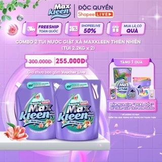 Combo 2 Túi Nước Giặt Xả MaxKleen Thiên Nhiên 2.2kg