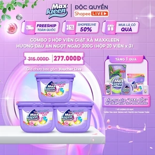 [Live New] Combo 3 Hộp Viên Giặt Xả MaxKleen Hương Dấu Ấn Ngọt Ngào 300g (20 ViênHộp)