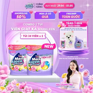 Combo 2 Túi Viên Giặt Xả MaxKleen Hương Dấu Ấn Ngọt Ngào (34 viên/Túi)