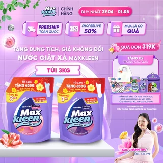 Túi Nước Giặt Xả MaxKleen 3kg Hương Nước Hoa Huyền Diệu/ Hoa Nắng