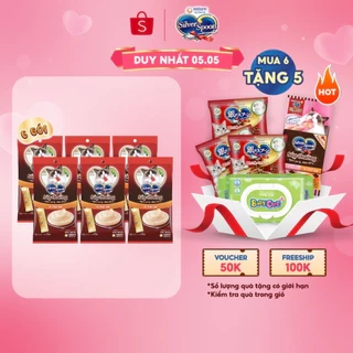 Bộ 6 Súp Thưởng Silver Spoon Dạng Thanh Cho Mèo Vị Cá Ngừ/Vị Cá Ngừ Vằn/Vị Thịt Gà (48g/gói)