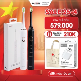 Bàn Chải Điện Sạch Sâu Maxcare Hera Whitening SE Nhật Bản Công Nghệ Sóng Âm Sonic, 4 Chế Độ Đánh Răng, 30 Ngày Sạc 1 Lần
