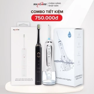Máy tăm nước cầm tay H2ofloss HF6P + Bàn chải điện sóng siêu âm Maxcare Hera Whitening SE
