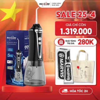 Máy Tăm Nước Cầm Tay Công Nghệ Nhật Bản Maxcare Max468Prime 5 Chế Độ, Thiết Kế Nguyên Khối 300ml