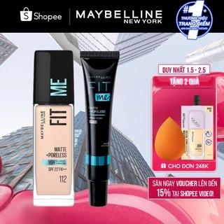 Kem nền kiềm dầu chống nắng Fit Me Mịn Lì 30ml + Kem lót ngăn xuống tông Fit Me Primer Maybelline New Yo