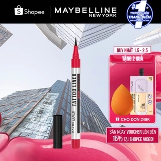 Bút Kẻ Mắt Nước Đậm Màu Không Lem Trôi Maybelline New York Tattoo Liner 48h Liquid Pen 1g (Mới)