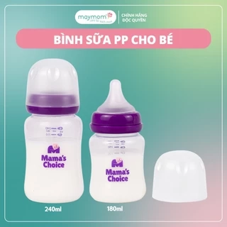 Bình Sữa Mama's Choice Núm Ti Lansinoh Chất Liệu PP, Dung Tích 180ml 240ml, Núm Ty Size S M F