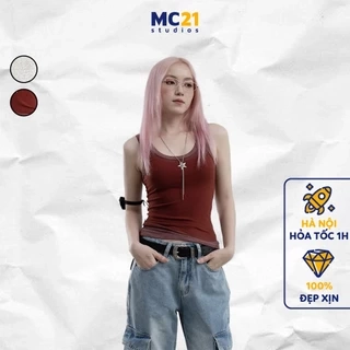 Áo 3 lỗ croptop MC21.STUDIOS form ôm Ulzzang Streetwear Hàn Quốc tee nữ phông cổ tròn pull A4122
