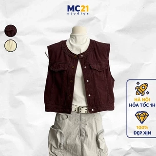 Áo gile denim MC21.STUDIOS freesize dáng vừa Unisex Ulzzang Streetwear Hàn Quốc A4124