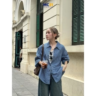 Áo sơ mi denim kẻ sọc dọc freesize MC21.studios a4309