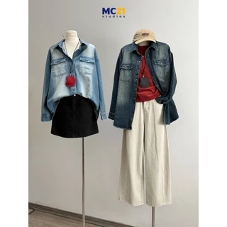 Áo sơ mi denim khoác ngoài form rộng màu loang MC21.studios a4308