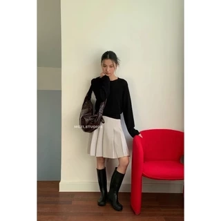 Chân váy xếp lí dáng lỡ vải kate hàn lót gió bên trong chất xịn dày dặn MC21.studios v4504