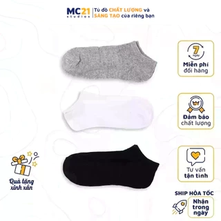Tất cổ ngắn nam nữ MC21.STUDIOS trơn chất vải mềm thoáng khí unisex nam nữ vớ phong cách Hàn Quốc S2904