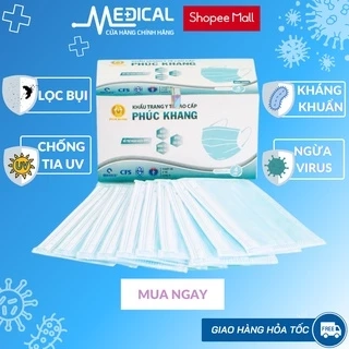 Khẩu trang y tế 4 lớp cao cấp PHÚC KHANG có giấy lọc kháng khuẩn MÀU TRẮNG - MEDICAL