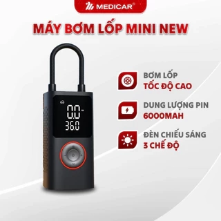 Máy bơm lốp xe ô tô & xe máy mini pin 6000 MAH tự ngắt theo cảm biến áp suất MEDICAR