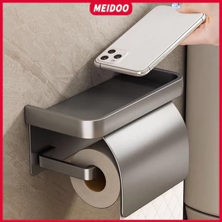 Giá treo cuộn giấy vệ sinh MEIDOO có ngăn giữ đồ dán tường tiện lợi nâng cấp có nắp