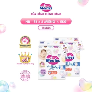 Combo 2 Tã/bỉm dán Merries Đủ Size NB76/S70/M56/L48/XL40