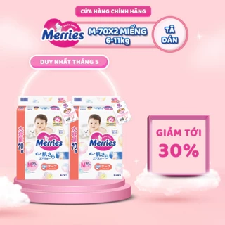 Combo 2 Tã/bỉm dán Merries Jumbo Đủ Size M70/L60