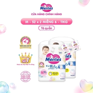 Combo 2 Tã/bỉm quần Merries Đủ Size M52/L44/XL38/XXL26/XXL24 (bao bì mới)
