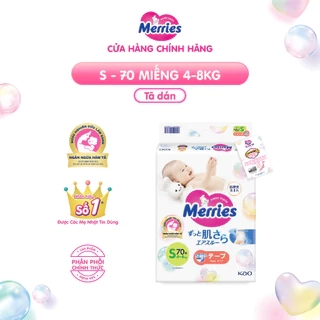 Tã/bỉm dán Merries size S - 70 miếng (dành cho bé 4 - 8kg)