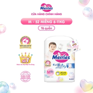 Tã/bỉm quần Merries size M - 52 miếng (dành cho bé từ 6 - 11kg)