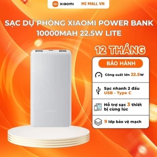 Sạc Dự Phòng Xiaomi Power Bank 10000mAh 22.5W Lite TH | Sạc Nhanh | Sạc Cùng Lúc Nhiều Thiết Bị | Bảo Hành 12 Tháng