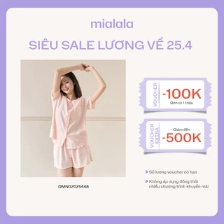 Đồ mặc nhà vải thô Mialala chất liệu vải thô thiết kế áo có túi trang trí nơ nhỏ tinh tế DMN02025448