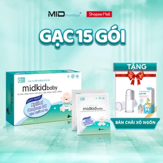 Gạc rơ lưỡi MidkidBaby hộp 15 gói cho bé sơ sinh giúp làm sạch khoang miệng - Tặng Bàn chải xỏ ngón