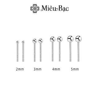 Bông tai bạc nữ bi tròn unisex Miêu Bạc khuyên tai nam nữ bi chất liệu bạc S925 thời trang phụ kiện trang sức B000061