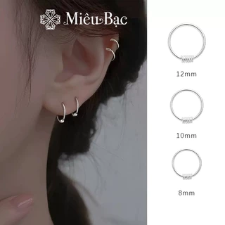 Khuyên tai bạc nữ Miêu Bạc xoắn lò xo basic chất liệu bạc s925 thời trang phụ kiện trang sức B400393