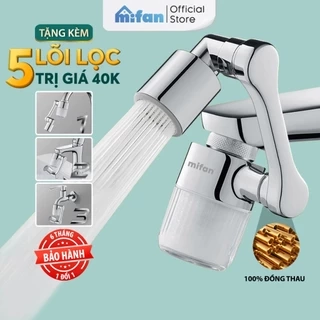 Đầu Lọc Nước Tại Vòi Bồn Rửa Mặt MIFAN - Đồng thau cao cấp, Tăng áp mạnh mẽ, Tay xoay 3 chiều 1080°, 2 chế độ phun