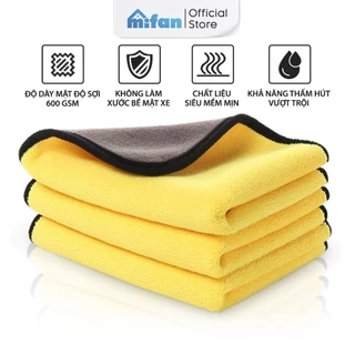 Khăn Lau Xe Hơi Ô Tô Microfiber Cao Cấp Mifan - Mật độ 600 gsm - Siêu Thấm, Không rụng lông, Không phai màu