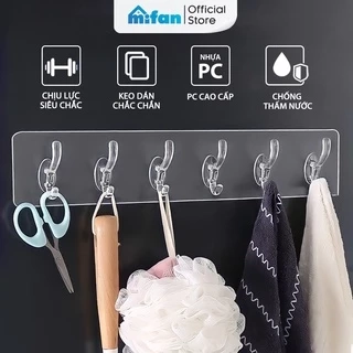 Móc Treo Quần Áo Dán Tường 6 Chấu - Treo Khăn Lau, Đồ Dùng Nhà Bếp, Phòng Tắm Đa Năng MIFAN 2024 - Chịu Lực 15kg