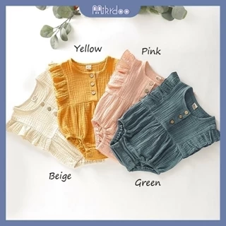 Áo liền quần MIKRDOO không tay thiết kế nhún bèo thời trang dễ thương dành cho trẻ sơ sinh 0-12 tháng tuổi