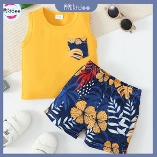Set đồ 2 món MIKRDOO gồm áo ba lỗ + quần ngắn thời trang mùa hè cho bé trai 0-2 tuổi