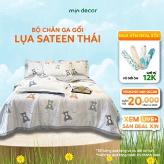 Bộ Chăn Ga Gối Cotton Sateen Mịn Decor Bo Chun 10cm Đến 30cm, Bộ Lụa Thái Size 1m6 1m8 Kèm Chăn Chần