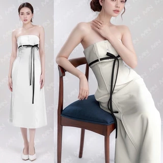 Đầm dự tiệc MINA dáng suông dài midi thiết kế cúp ngực chất KaKi quyến rũ sang trọng MN244