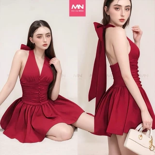Đầm dự tiệc MINA hở lưng dáng xoè ngắn quyến rũ chất Cotton màu đen MN303