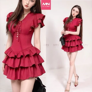Đầm xoè tầng MINA dự tiệc chất Cotton màu đen thiết kế quyến rũ trẻ trung MN307