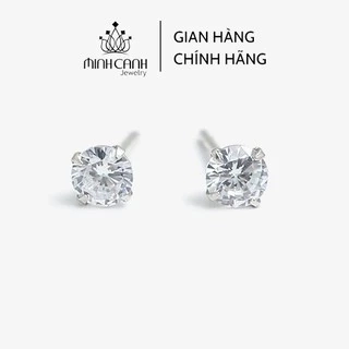 Bông Tai Nụ Đá 4 Chấu Chốt Bạc Ta - Thương Hiệu Minh Canh Jewelry