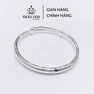 Vòng Bạc Trẻ Em Chạm Khắc Họa Tiết Hình Rồng Điều Chỉnh Được Kích Thước - Minh Canh Jewelry