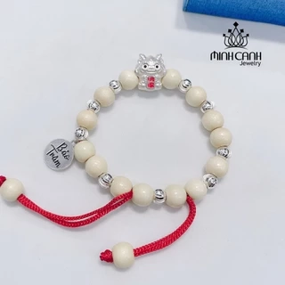 Vòng Dâu Tằm Mix Con Giáp Và Bi Bạc Khắc Tên Cho Bé - Minh Canh Jewelry