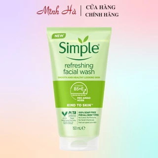 Sữa rửa mặt Simple Kind To Skin Refreshing Facial Wash 150ml làm sạch da giúp da mềm mịn