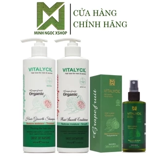 Combo dầu gội xả, xịt bưởi phục hồi chống rụng kích mọc tóc Vitalycil Grapefruit 470ML + 100ML