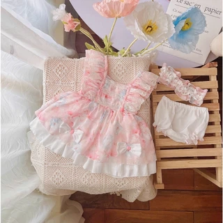 Set Váy Lolita Cánh Tiên Băng Đô Kèm Chíp Cho Bé Gái Sơ Sinh 1 2 Tuổi MINTSCLOSET - GS1343