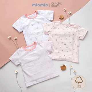 Combo 3 Áo Tay Cộc Nút Vai MIOMIO Vải Cotton Cho Bé Trai,Gái, Họa tiết Thỏ,Sọc,MèoMây (Từ 0-24 Tháng)Thoáng Mát Dễ Chịu