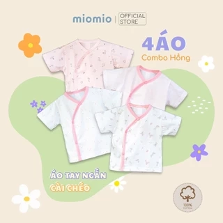 Combo 4 Áo Sơ Sinh Tay Ngắn, Cài Lệch MIOMIO - Cho Bé Trai, Bé Gái (Từ 0-3M), Vải Cotton