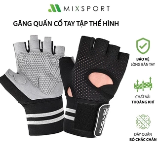 Găng Tay Thể Thao Tập Gym Có Miếng Đệm Dày Thoáng Khí Chống Trơn Trượt Có Kèm Dây Quấn
