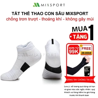Tất Chạy Bộ Thể Thao Nam Nữ Cổ Ngắn Chống Trơn Trượt Mixsport Thoáng Khí Bảo Vệ Gót Chân